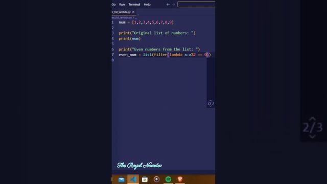 Print even and odd numbers of a list using Lambda Function in Python#codm #education#python#ytshort смотреть онлайн