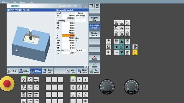How to do pocketmilling in Siemens CNC Controller-Square pocket milling cycle in SINUMERIK 828D/840 смотреть онлайн