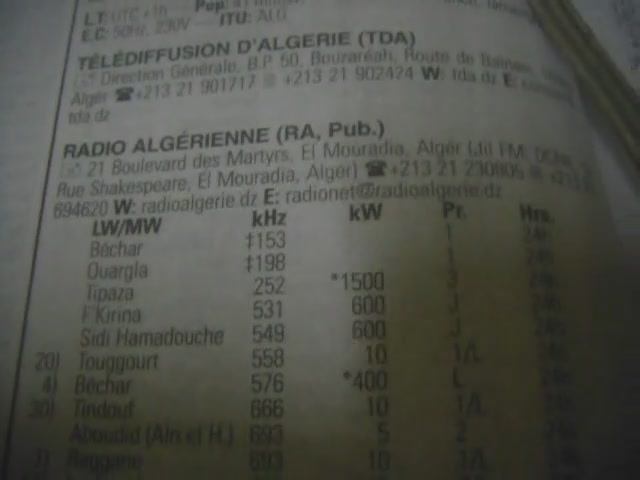 252 kHz Radio Algérienne Alger Chaîne 3 (Tipaza, ALG) 26.01.2018