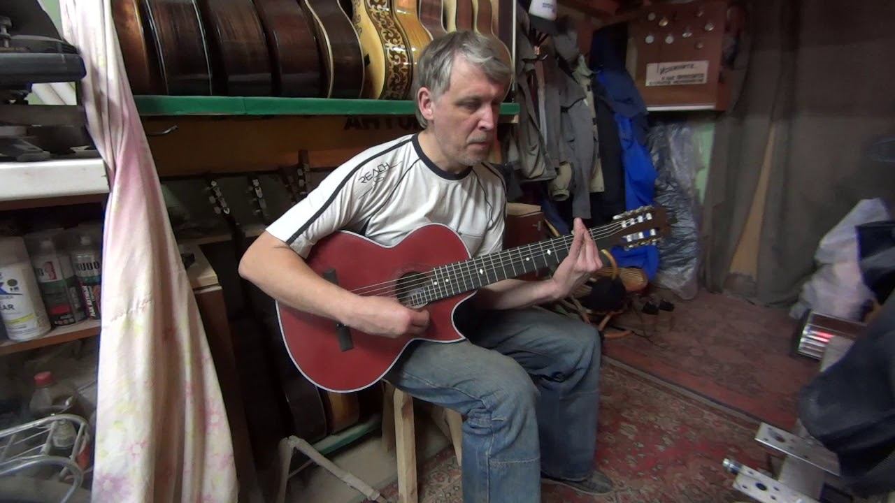 Бордовый "Высоцкий" - новая 7-струнная гитара от Антона Хорина смотреть онлайн