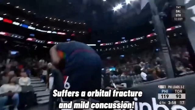 Pascal Siakam nasty elbow fractures Joel Embiid’s head - out indefinitely for game 6 смотреть онлайн