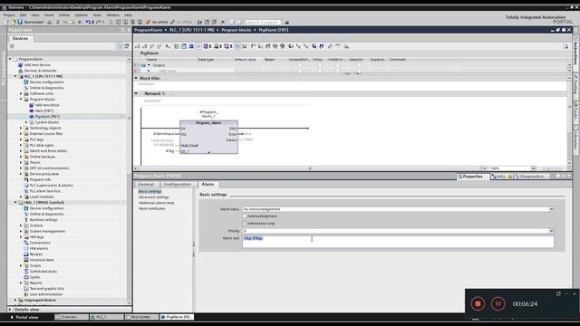 Program_Alarm: Generate program alarm with associated values for integrated TIA PLC&HMI Project смотреть онлайн