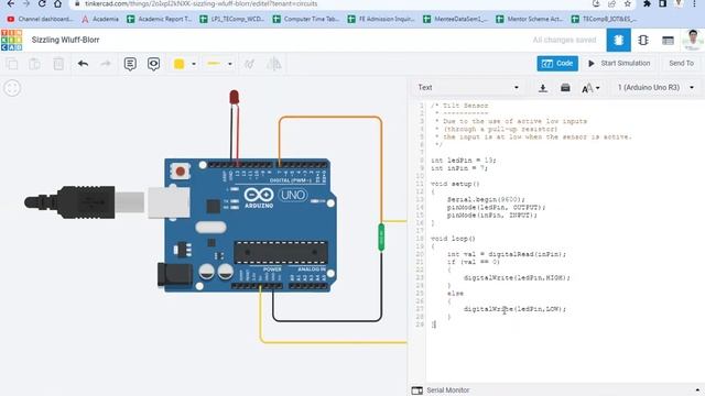 Tilt Sensor & Arduino using Tinkercad смотреть онлайн