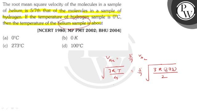The root mean square velocity of the molecules in a sample of heliu... смотреть онлайн
