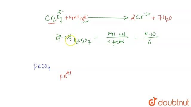 Volume of 0.1M K_(2)Cr_(2)O_(7) required to oxidise 35 mL of 0.5M FeSO_(4) solution is | 12 | S... смотреть онлайн
