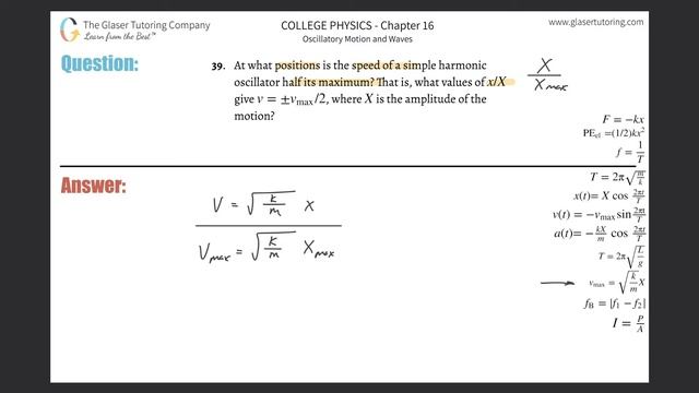 16.39 | At what positions is the speed of a simple harmonic oscillator half its maximum? That is смотреть онлайн