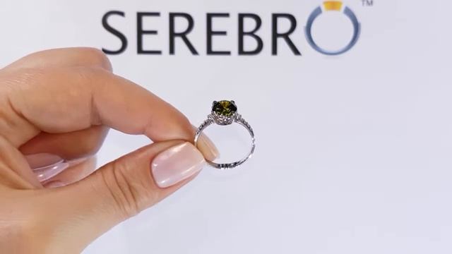 Кольцо из серебра с фианитом перидот "Натали" ПДК25ЦП смотреть онлайн