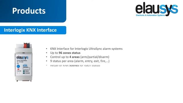 ELAUSYS KNX Gateway for Interlogix UltraSync alarm systems смотреть онлайн