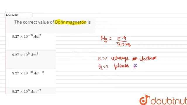 The correct value of Bohr magneton is смотреть онлайн