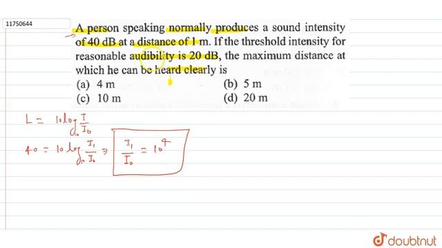 A person speaking normally produces a sound intensity of `40 dB` at a distance of `1 m`. смотреть онлайн