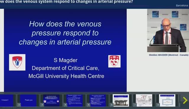 How does the venous system respond to changes in arterial pressure Sheldon Magder 2018