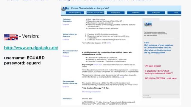 Early web based anti infective treatment Claudia SPIES summer Buda2011