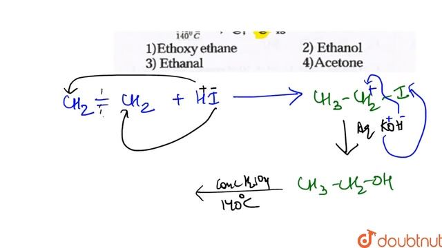`CH_(2)=CH_(2)+HIoverset(AlCl_(3))rarrA overset(Aq. KOH)rarrB overset(concH_(2)SOs смотреть онлайн