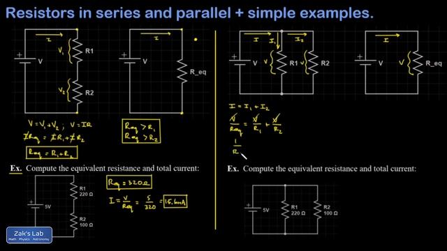 Series equivalent resistance and parallel equivalent resistance: derivation and examples. смотреть онлайн