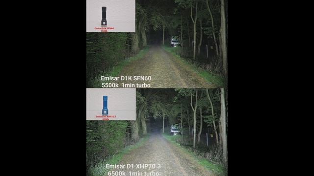 Emisar D1K SFN60 5500k - Emisar D1 XHP70.3 6500k turbo comparison смотреть онлайн