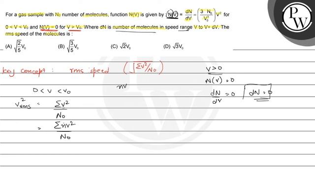 For a gas sample with \( N_{0} \) number of molecules, function \( ... смотреть онлайн