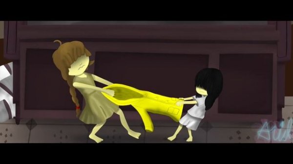 {SpeedPaint} Little Nightmares Au: young Rg & Young six fighting over an raincoat