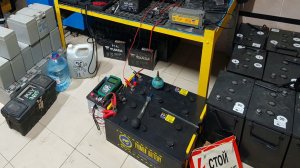 GYS 12.12  заряд АКБ 190 А/ч ТЮМЕНЬ БАТАРЕИ  Са/Са. Разгон Напряжения. Перемешивание электролита.