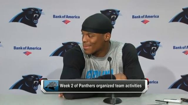 Carolina Panthers QB Cam Newton Gets Videobombed By Jordan Gross at Press Conference смотреть онлайн
