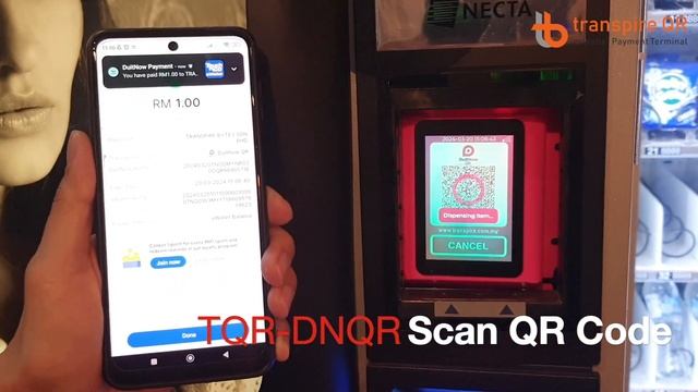 Cashless Necta coffee vending machine with transpire QR DuitNow QR Payment Terminal смотреть онлайн