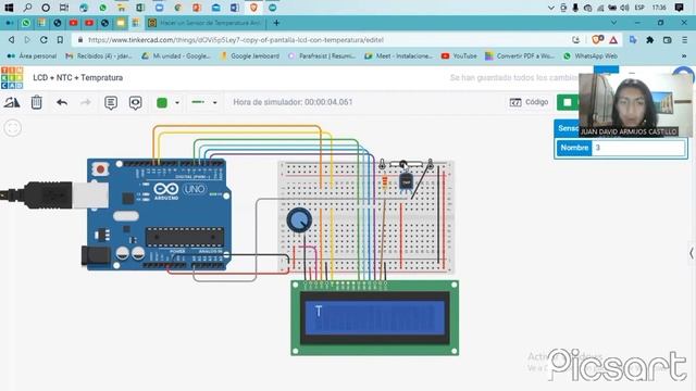 Circuito de temperatura con Arduino + pantalla LCD + termistor NTC смотреть онлайн