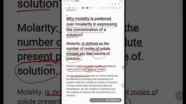 Why molality is preferred over moalarity in expressing the concentration of a solution? смотреть онлайн