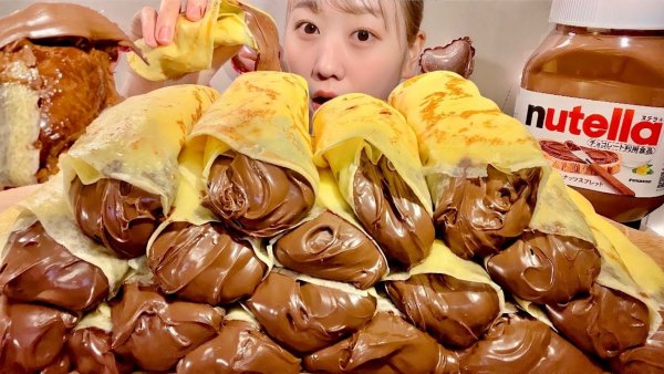 ASMR Nutella Chocolate Crepe Rolls【Mukbang/ Eating Sounds】