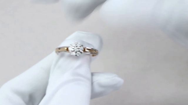 Золотое кольцо AQUAMARINE с фианитом 68685А смотреть онлайн