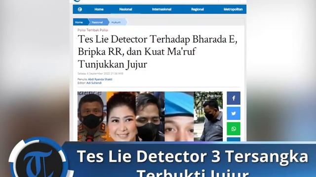 Hasil Tes Lie Detector 3 Tersangka Pembunuhan Brigadir J Tunjukkan Tidak Ada Kebohongan смотреть онлайн
