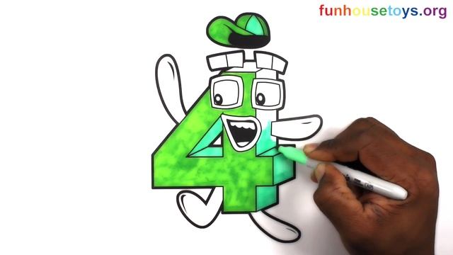 Numberblocks 4 Number - Learn to count - Coloring for kids - Fun House Toys Number Blocks смотреть онлайн