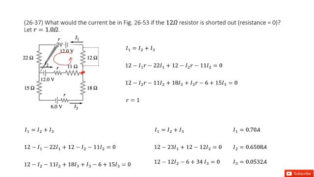 (26-37) What would the current be in Fig. 26-53 if the 12Ω resistor is shorted out (resistance = 0) смотреть онлайн