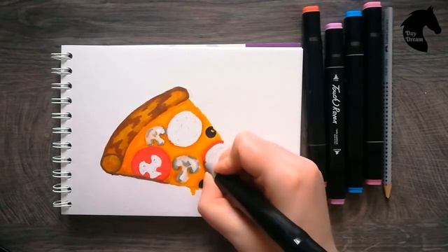 Рисунок маркерами для скетчинга - пицца смотреть онлайн