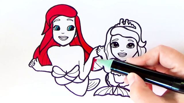 Princess Sofia And Little Mermaid Ariel   Floating Palace   Disney   Drawing And Coloring For Kids
