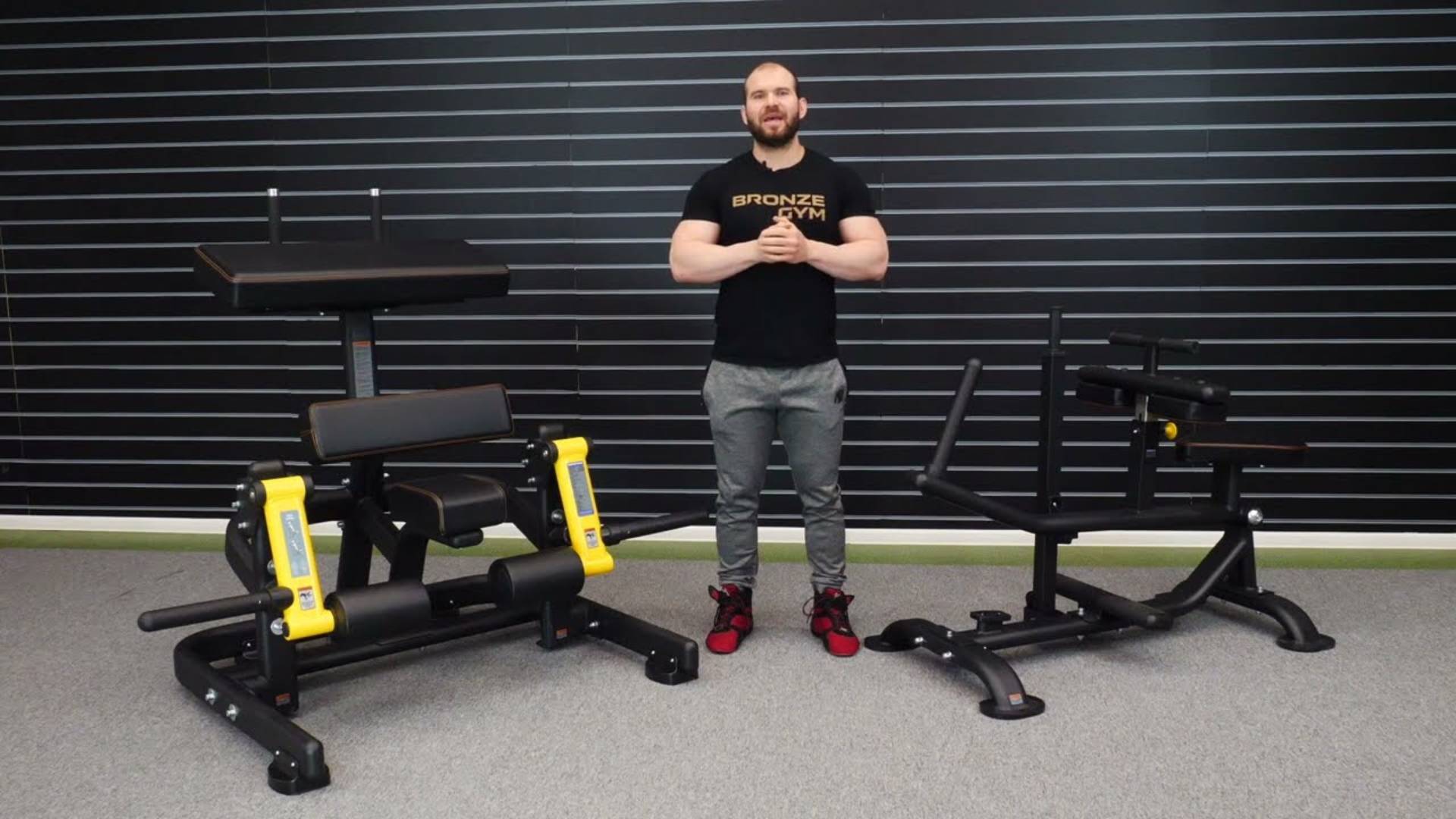 Обзор PL-1714 (Сгибание ног стоя) и PL-1719 (Голень сидя) от BRONZE GYM смотреть онлайн