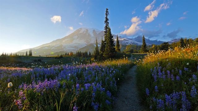 (3 hours) 4K UHD Relaxation video Mount Rainier National Park Washington State, Nature Sounds - 1_00 смотреть онлайн