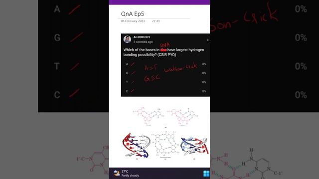 QnA Ep5 Which of the bases in DNA have the largest hydrogen bonding possibility? (CSIR PYQ) смотреть онлайн