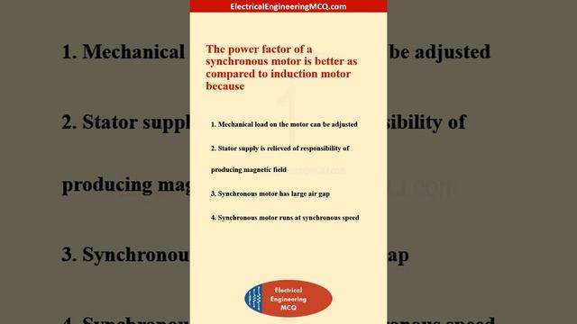 The power factor of a synchronous motor is better as compared to induction motor because смотреть онлайн