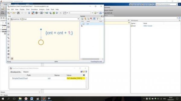 001 Простейшая программа в StateFlow Chart Matlab 2016b Simulink