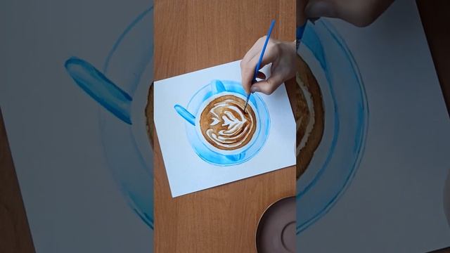 Чашка кави з малюнком листячка, малюємо кавою | Drawing a cup of coffee with a leaves смотреть онлайн