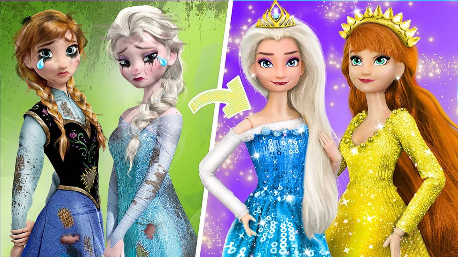 Холодное сердце: Анна и Эльза из Богатой в Бедную! 32 поделки для принцесс смотреть онлайн