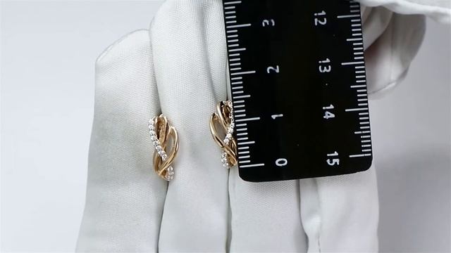 Золотые серьги AQUAMARINE с фианитом 42604А смотреть онлайн