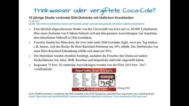 Mein sauberes Trinkwasser Trinkwasser oder Coca Cola mit Pestizid und Aspartam смотреть онлайн