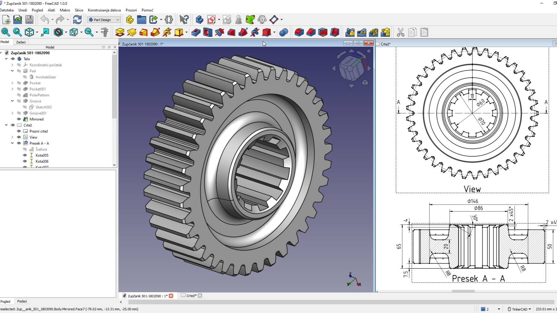 FreeCAD - Modeliranje i izrada tehničkog crteža zupčanika смотреть онлайн
