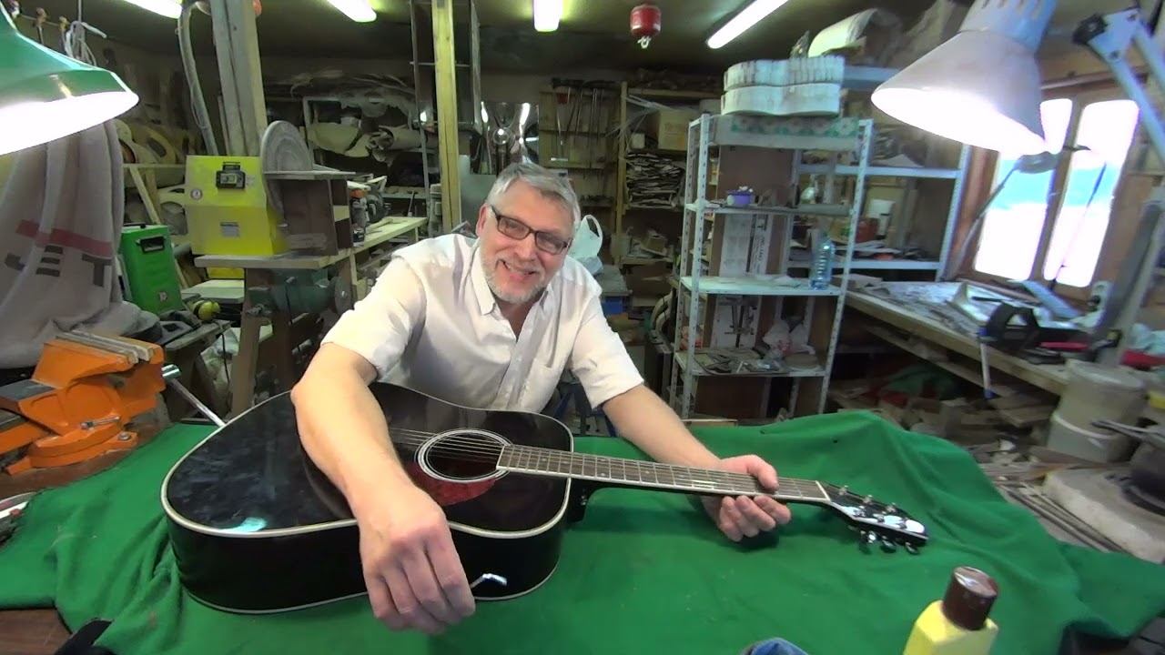 Сезонная зимняя регулировка акустической гитары с вклееным грифом и анкерным винтом. смотреть онлайн