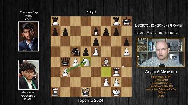 Алиреза Фирузджа - Доммараджу Гукеш 🏆 Турнир претендентов 2024 ♟ 7 тур ♟ Шахматы смотреть онлайн