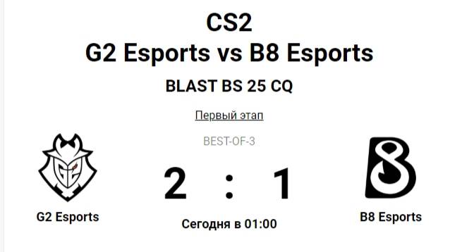 BLAST BS 25 CQ - G2 Esports Vs B8 Esports