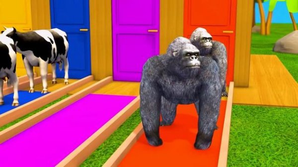 Long Slide Game With Elephant Cow Lion Gorilla 3d Animal Game Funny 3d Animals Cage Game