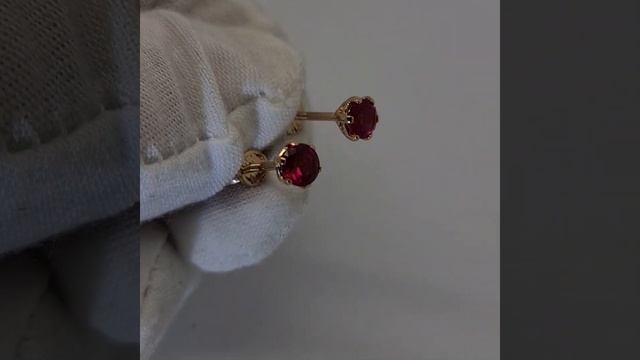 Серьги "гвоздики" красными фианитами #топазсамара смотреть онлайн