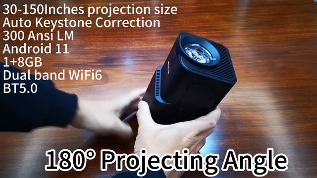 HY320 Android 11 1080P Full HD 300Ansi Lumens Dual Band Wifi 6 Freestyle Smart Projector