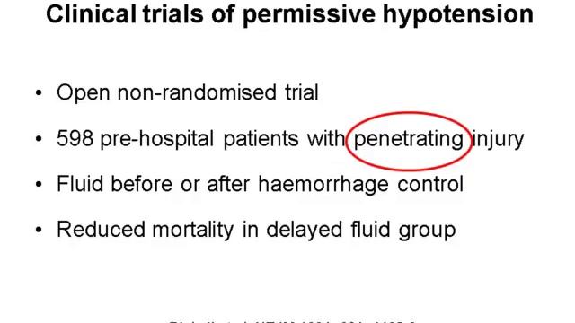 Early fluid management of trauma patient (London 2012)